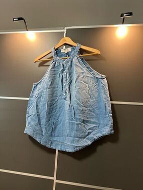 Cloth & Stone Anthropologie Blue Tencel Lyocell Button Halter Tank Top XL